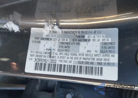 2020 Mazda Mazda3 Select Package из США, поврежденный, VIN 3MZBPBCM9LM130632